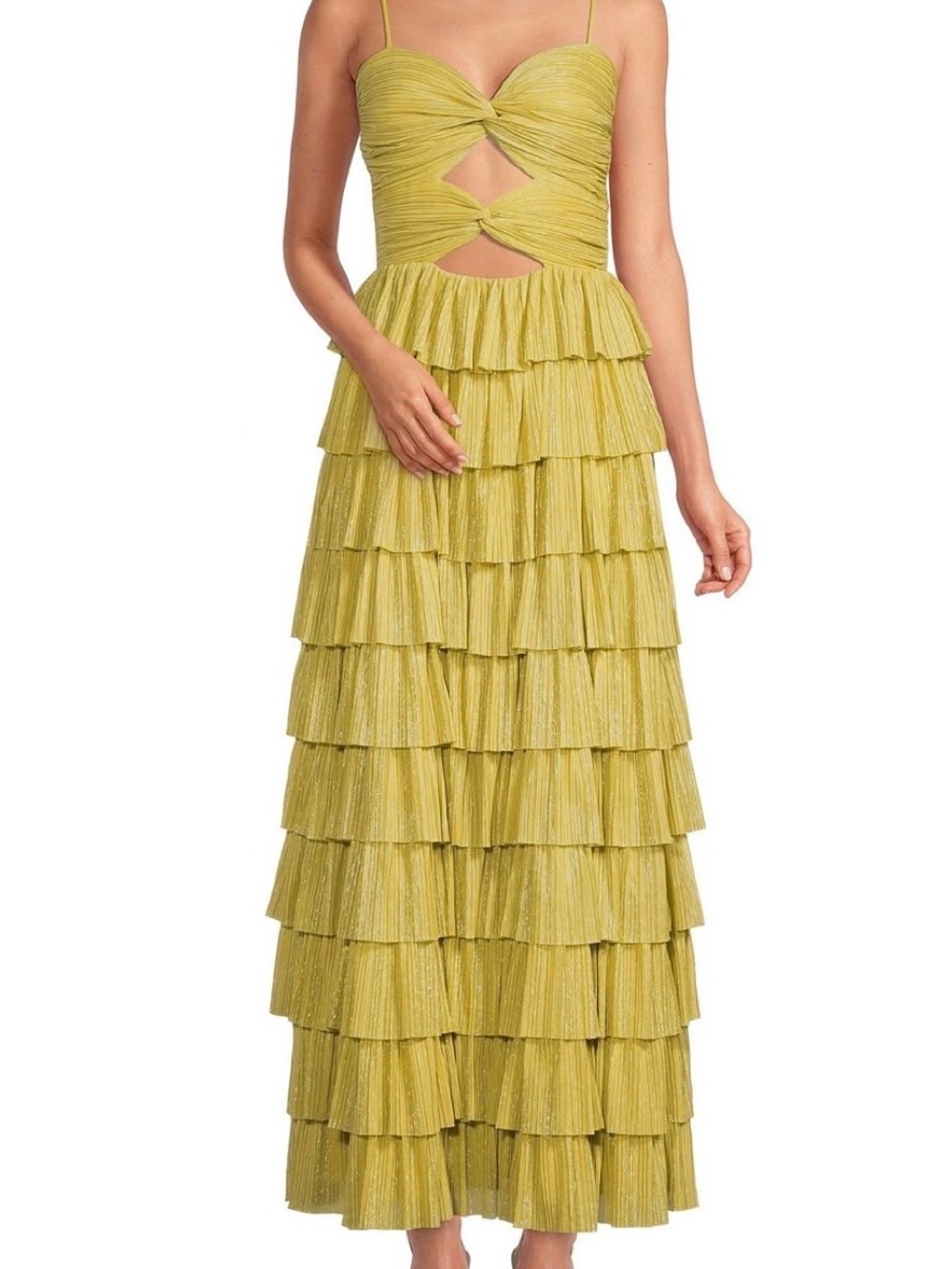 Gianni Bini Tiered Ruffle Cutout Maxi Dress